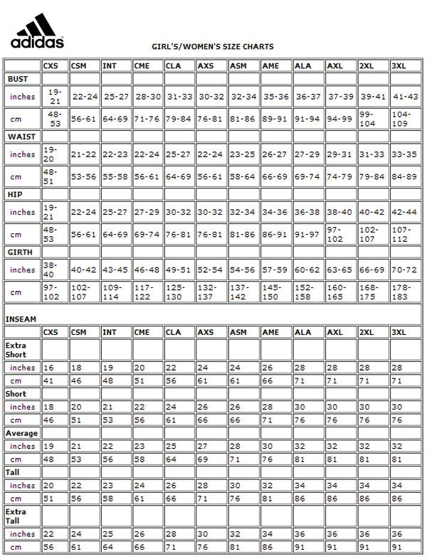 adidas size chart swimwear