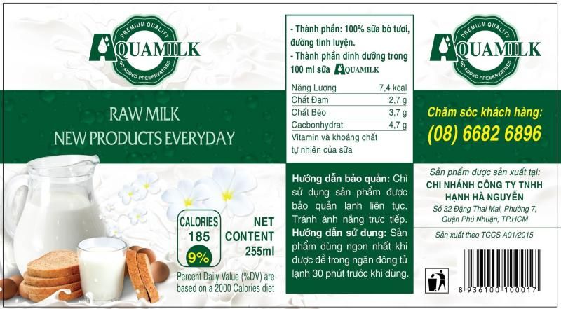 Sữa tươi thanh trùng Aquamilk giao mới mỗi ngày miễn phí!!!