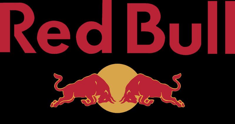 red bull logo. 77%. Red