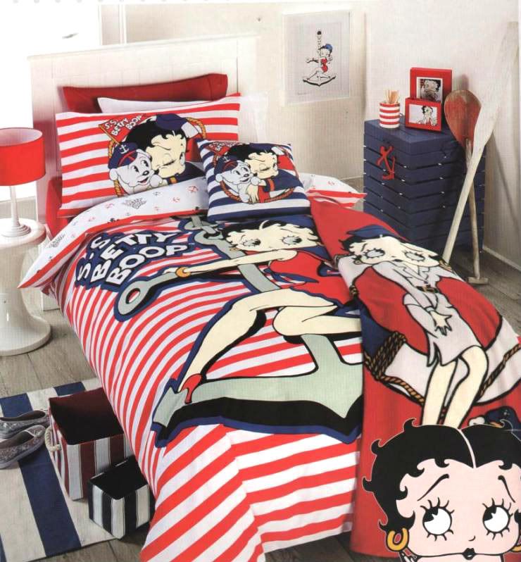 Betty Boop Sailor Red White Blue Double King Single Doona Quilt Cover