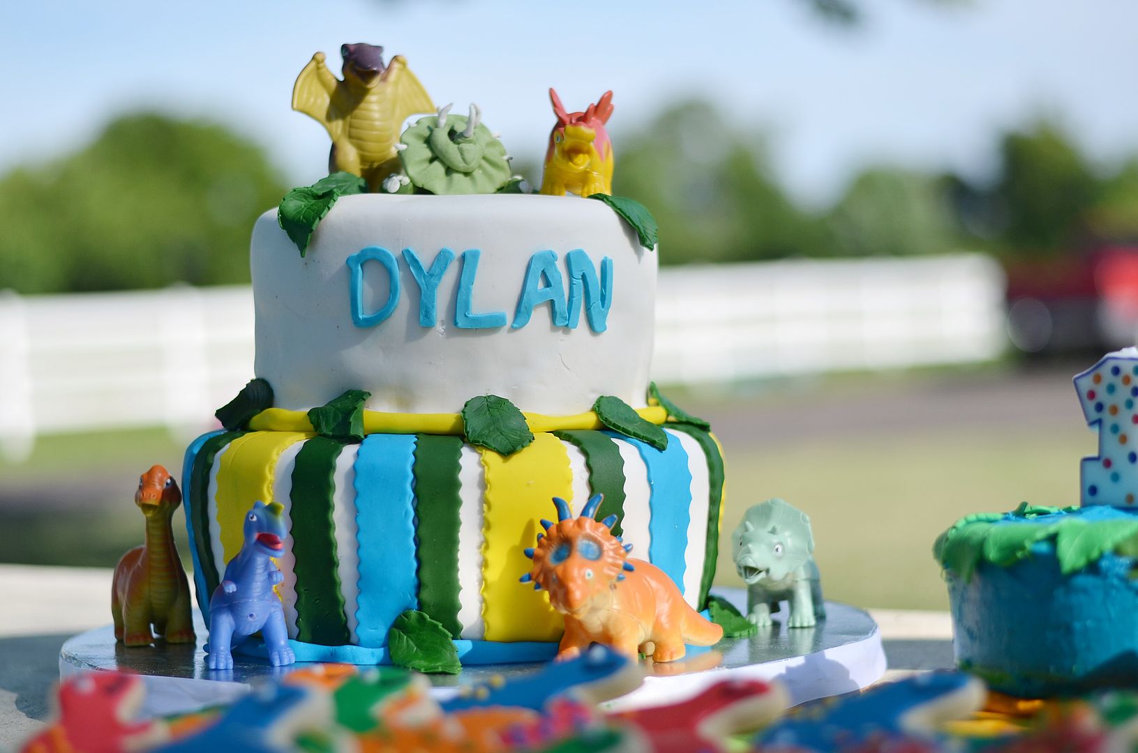 Dinosaur themed cake for 1-year birthday