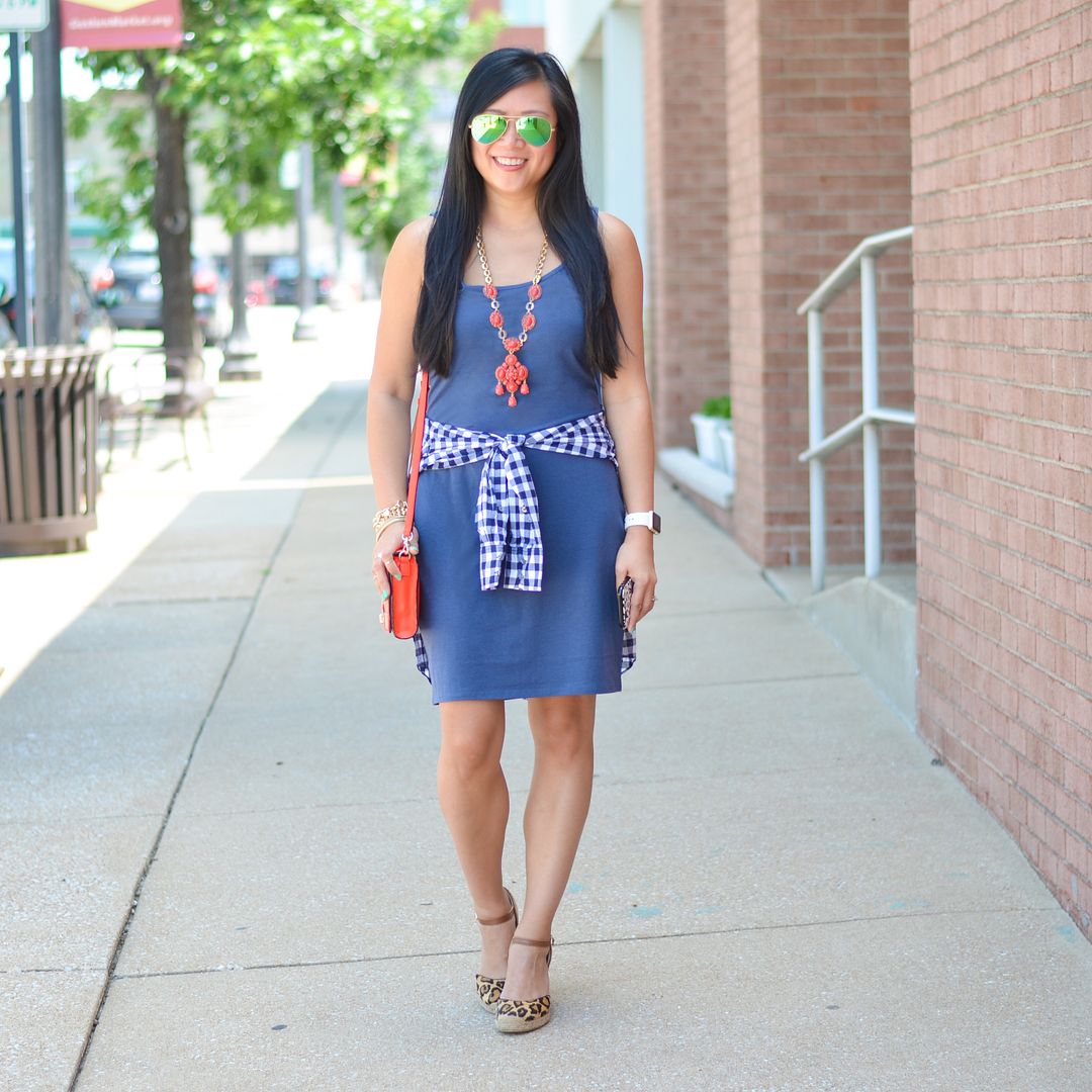 Gingham and leopard print outfit