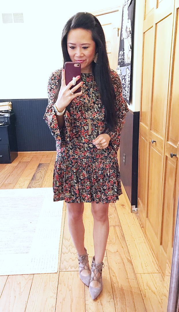 Zara floral dress and lace up pumps