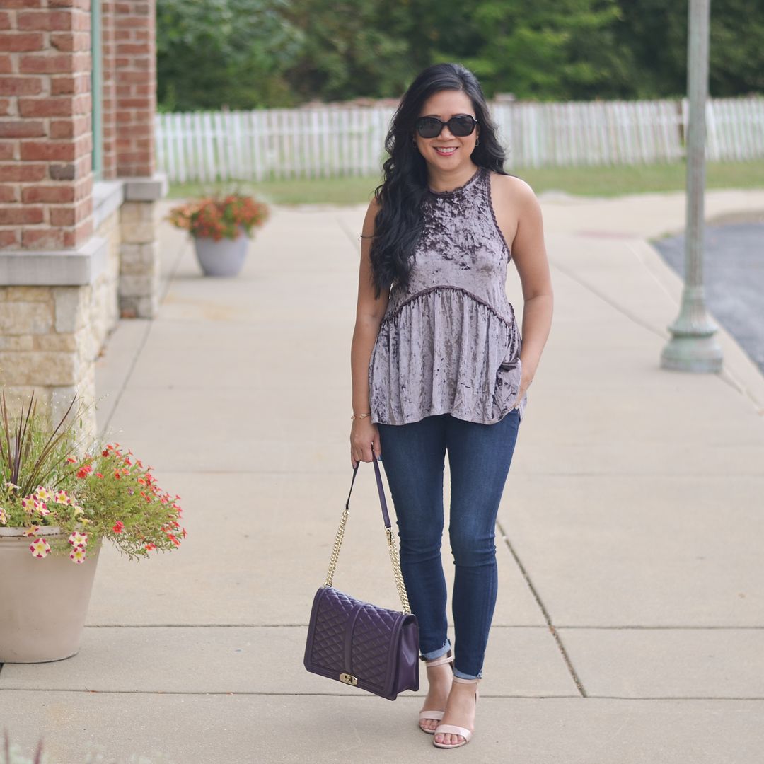 Crushed velvet top outfit