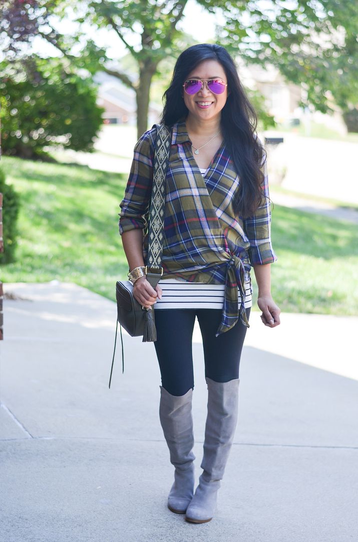 Plaid and stripes outfit