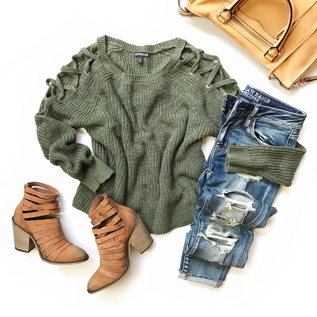 Lace up cold shoulder sweater, Free people hybrid booties