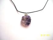 Wire Wrapped Amethyst Pendant on Leather Necklace
