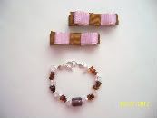 OOAK Amber & Rose Quartz Bracelet and Matching Hair Clippie set