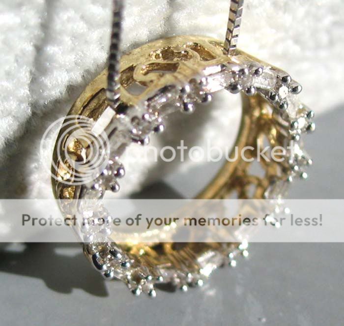 Baguette 1/4CT Diamond 10K Gold Circle Pendant Necklace  