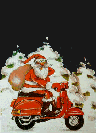 Modern Vespa : Santa Claus on a Vespa?