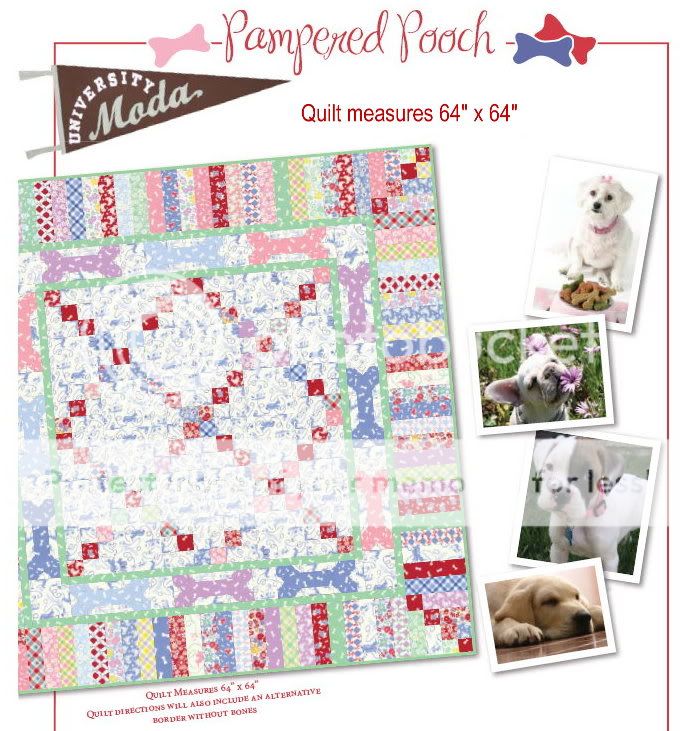 PAMPERED POOCH Moda QUILT PATTERN   Easy to Make 64 x 64 Quilt for 