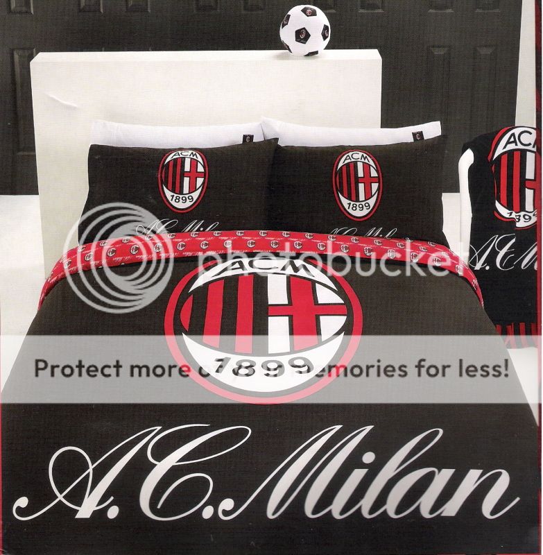 Milan AC Football Club Black Red White Queen Quilt DOONA Cover Set 