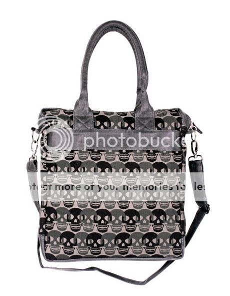 Loungefly Skull Chain Laptop Shoulder Bag Canvas Tote Goth Punk Tattoo 