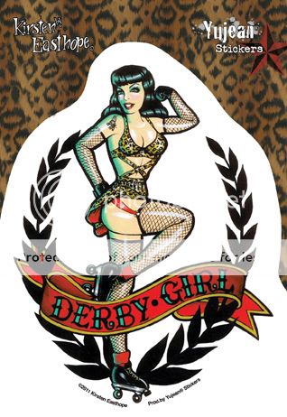 Derby Girl Leopard Print Pinup Chick Sticker Decal New