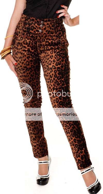 Collectif Leopard Print Rebel Kate Rockabilly Retro Vintage Pants