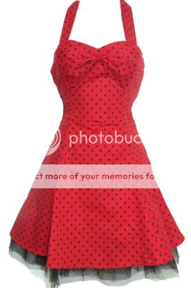 Red Black Polka Dot Rockabilly Pin Up Tattoo Mini Dress Hearts & Roses