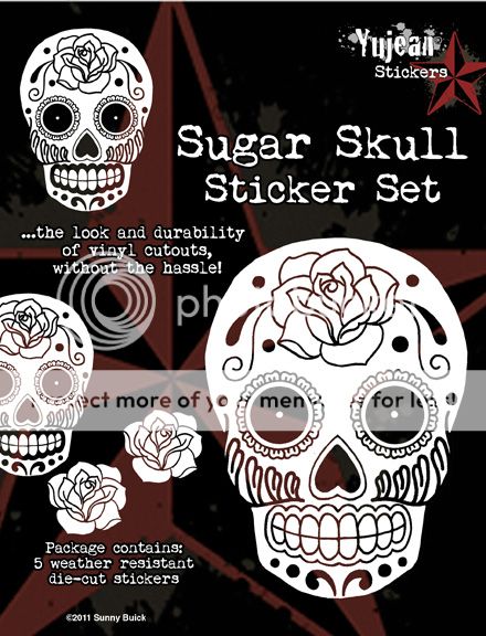 Day Of The Dead Sunny Buick Sugar Skull 5 Sticker Decal Rockabilly