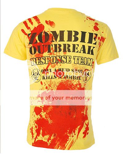 Darkside Zombie Response Team Yellow T Shirt Top Punk Rock Gothic