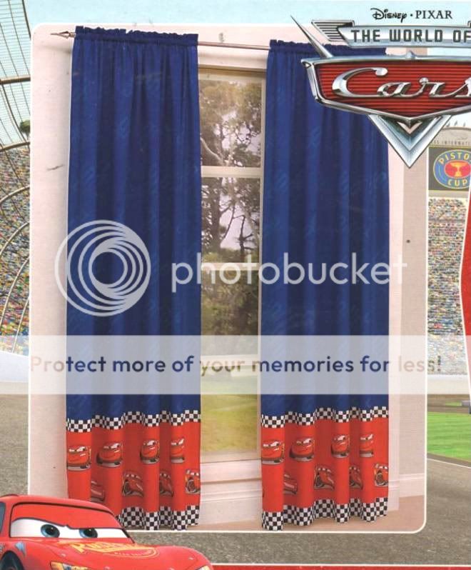 Disney Cars Lightning McQueen Blue Red Pair Rod Pocket Curtains Licensed