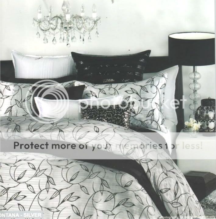   MONTANA Silver/Black DOUBLE/KING SINGLE Quilt/Doona Cover Set  