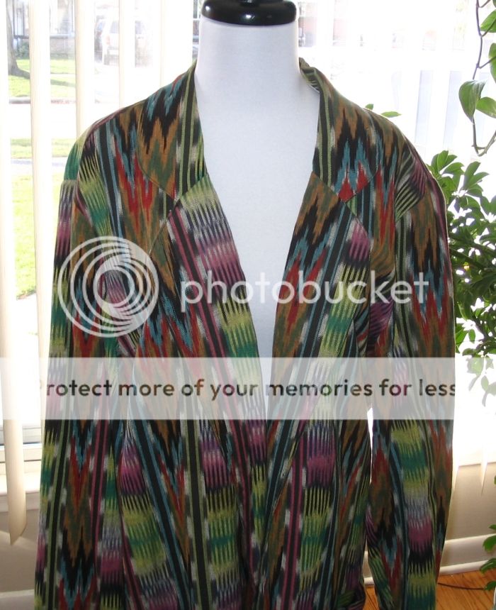 ANGELIQUE Colorful Ethnic Ikat Weave Artsy Cotton Jacket L / Large