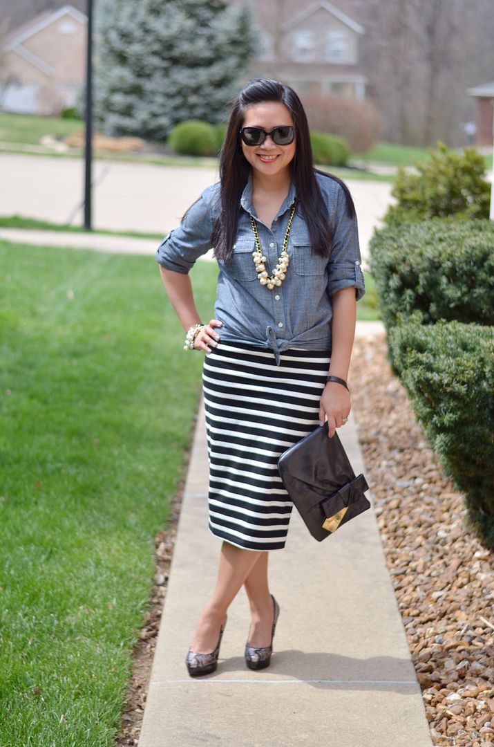 Guest Blogger: How to Style a Striped Midi Pencil Skirt - momma in flip ...